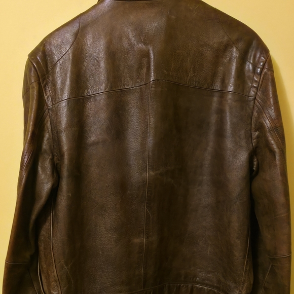 GAP Men's Rich Brown Leather Field Jacket M 21" P2P 24" L - Picture 6 of 11